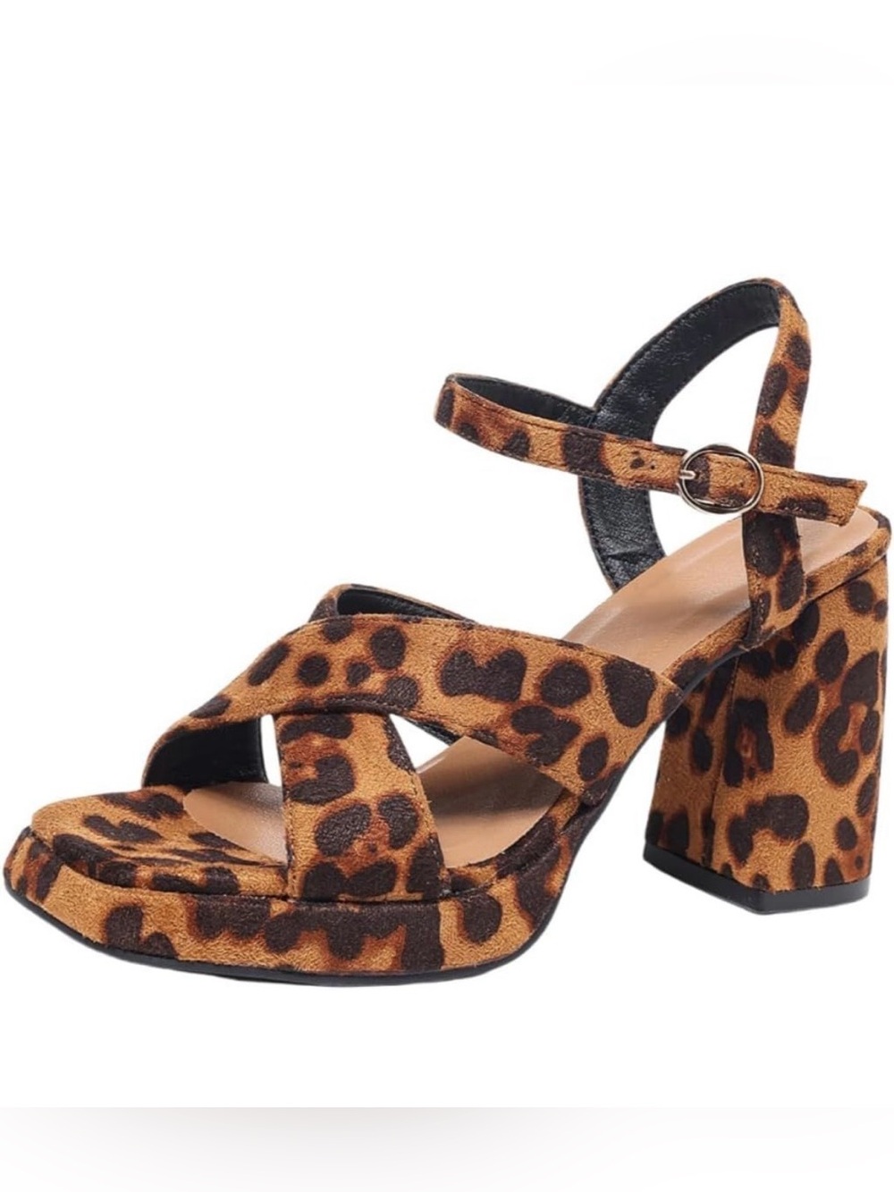 Women’s Leopard Print Block Heel Sandals - US Size 8.5